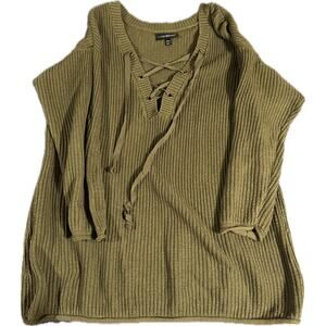 Lane Bryant sweater - Size 18/20 Lace up Cable Knit Olive Green